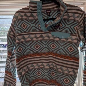 Patagonia Patterned Sweater - Blue and Orange